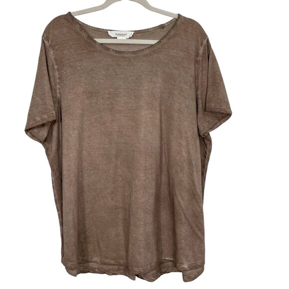 Workshop Republic Cotton Garment Dyed Short Sleeve Tan Pleat-Back Tee 3X Grunge - Picture 11 of 11